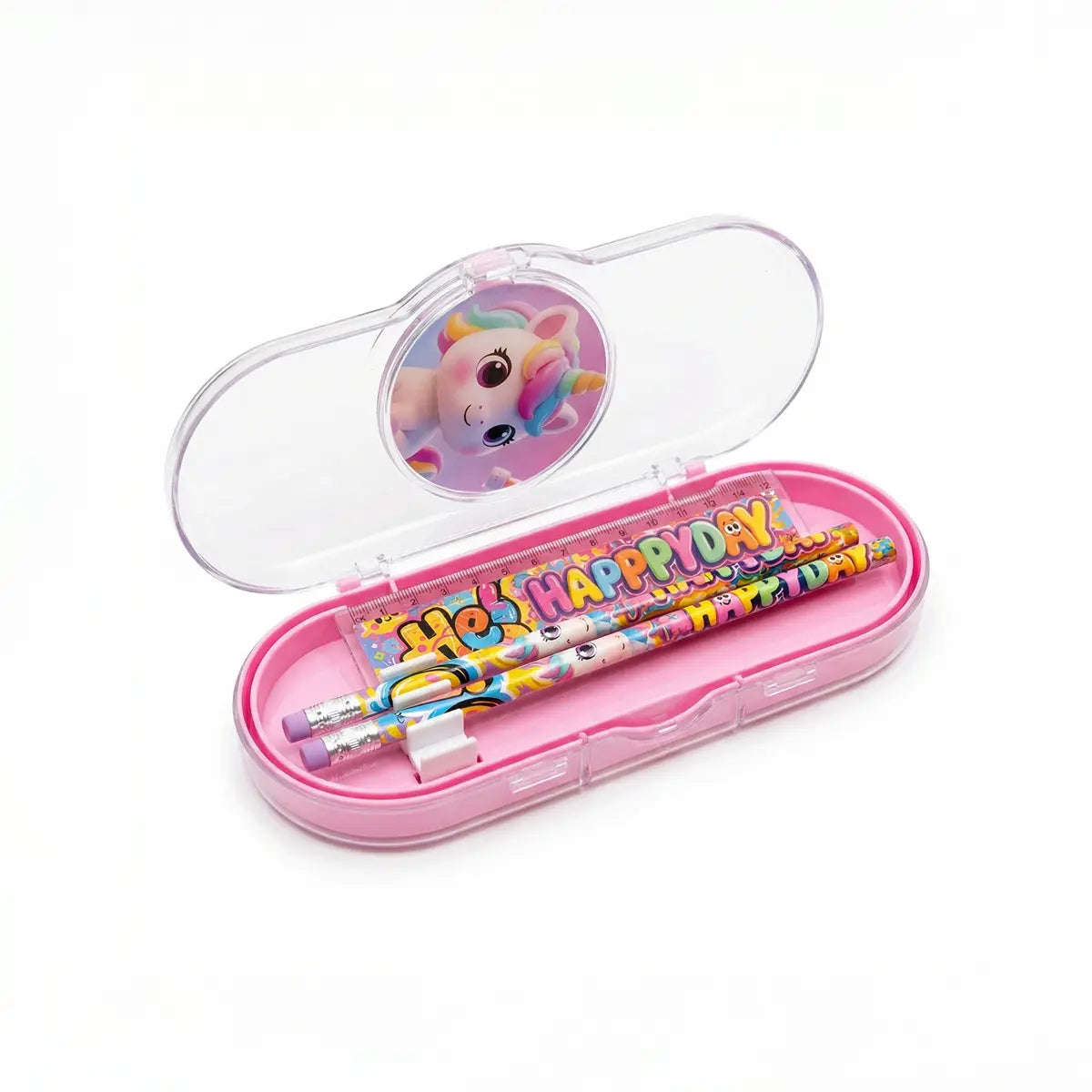 Cute Bunny Cartoon Pencil Pouch Set for Kids Hard Case Stationery Organize Trending Accessories Pink Onesize