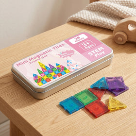 38 Pieces-Mini Magnetic Tiles Travel Set Trending Accessories Pink Onesize