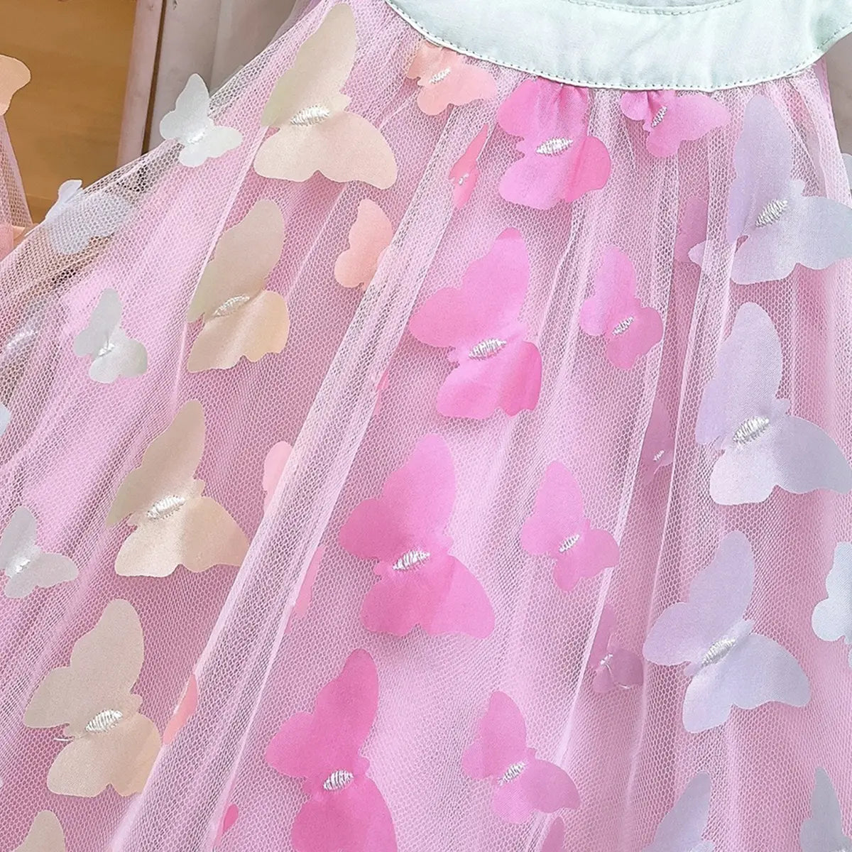 Girls Light Pink Butterfly Applique Sleeveless A-line Party Dress Party Dresses