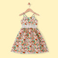 Girls Multicolour Floral Print Sleeveless Flared Dress Casual Dresses Multicolor 3-4 Y