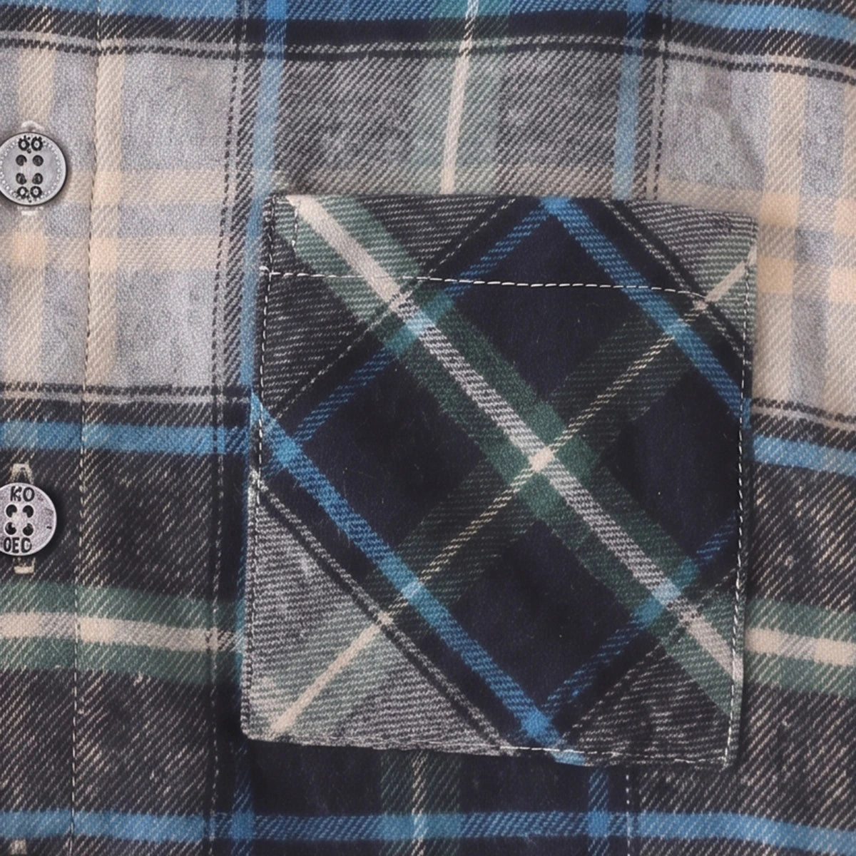 Boys Navy Blue Checked Long Sleeve Hooded Shirt Shirts