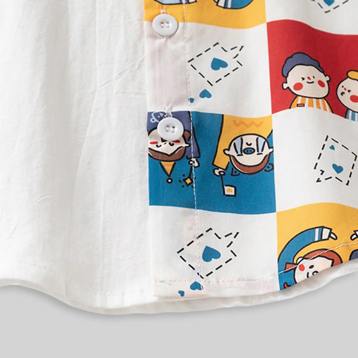 Boys White Block Printed Short Sleeves Shirt Shirts