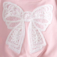 Girls Pink Bow Applique Sweatshirt With Pant Sets Sets