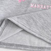 Girls Light Grey Typographic Print Raglan Sleeve T-Shirt With Shorts Sets 2 pc. Sets