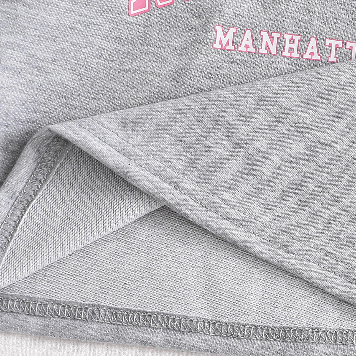 Girls Light Grey Typographic Print Raglan Sleeve T-Shirt With Shorts Sets 2 pc. Sets