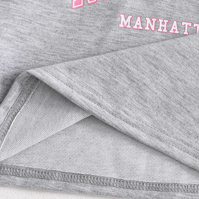 Girls Light Grey Typographic Print Raglan Sleeve T-Shirt With Shorts Sets 2 pc. Sets