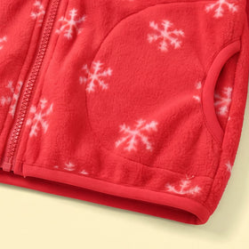 Girls Red Snowflake Print Fleece Jacket Coats & Jackets