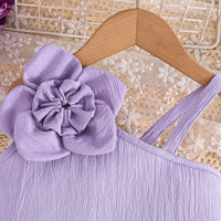 Girls Purple Textured One Shoulder Top With Flared Hem Pants Set 2 pc. Sets