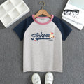Girls Navy Blue Typographic Print Raglan Sleeve T-Shirt Tshirts Navy Blue 1-2 Y
