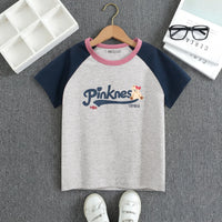 Girls Navy Blue Typographic Print Raglan Sleeve T-Shirt Tshirts Navy Blue 1-2 Y
