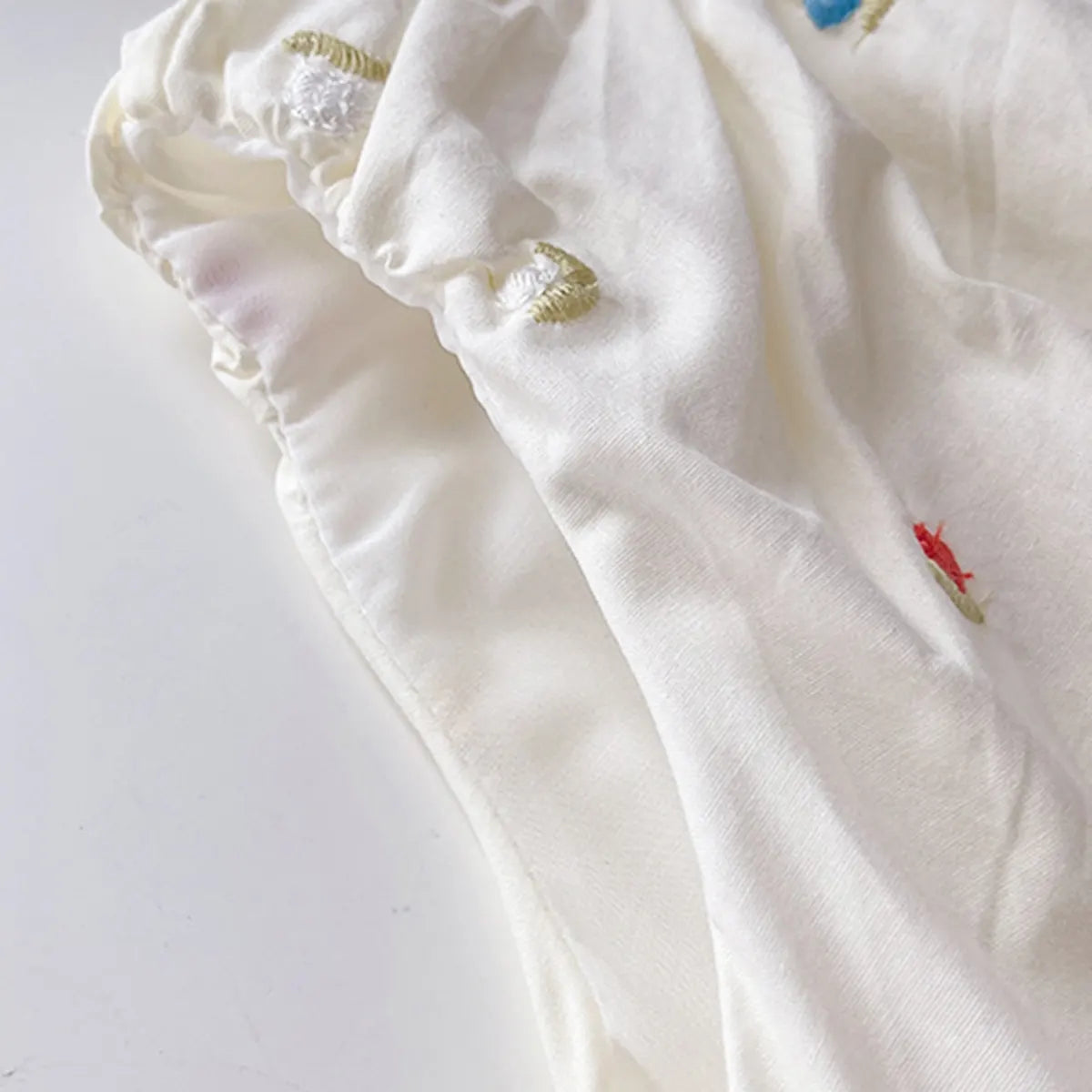Girls Cream Embroidered Sleeveless A-line Bubble Dress Casual Dresses