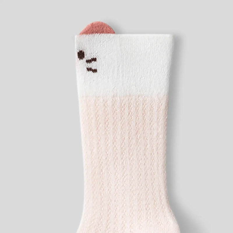 Pack of 6 Girls Multicolor Animal Motif Calf Length Cotton Socks Socks