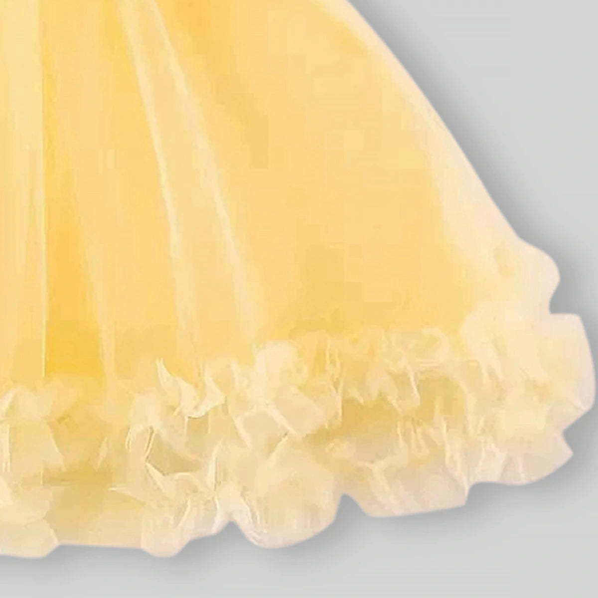 Girls Lime Yellow Flower Applique Tulle Overlay Sleeveless A-line Dress Casual Dresses