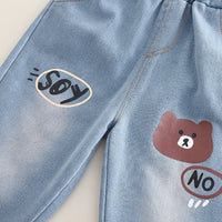 Boys Beige Spider Printed Winter Sweatshirt With Denim Pants Set 2 pc. Sets