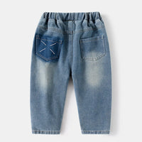 Boys Light Blue Solid Jeans With Elasticated Waistband Jeans