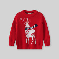 Girls Red Reindeer Self-Designed Winter Pullover Sweater Sweaters & Cardigans