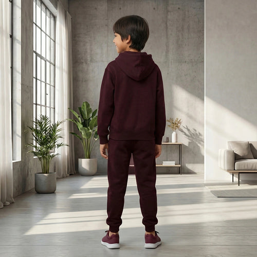 Boys Maroon Nova Beat Graphics Hoodie With Jogger Co-ord Sets Sets