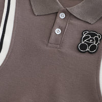 Boys Dark Grey Side Striped Short Sleeves Polo T-Shirt With Shorts set 2 pc. Sets