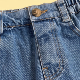 Girls Blue Solid Denim Mini Skirt Skirts