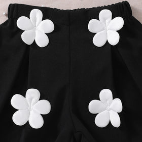 Girls White Sleeveless Polka Dot Print Top With Shorts Sets 2 pc. Sets