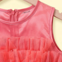 Girls Pink Ruffled Sleeveless Fit & Flare Party Dress Party Dresses