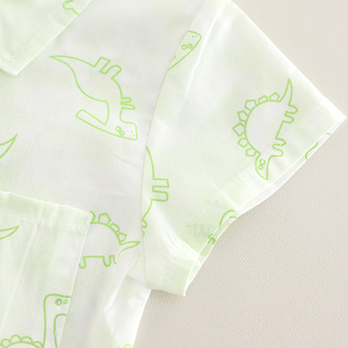 Boys Green Dinosaur Printed Shirt With Sleeveless T-Shirt And Shorts Set 3 pc. Sets