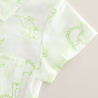 Boys Green Dinosaur Printed Shirt With Sleeveless T-Shirt And Shorts Set 3 pc. Sets