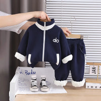 Boys Navy Blue High Neck Zipper Jacket With Jogger Co-ord Sets Sets Navy Blue 1-2 Y