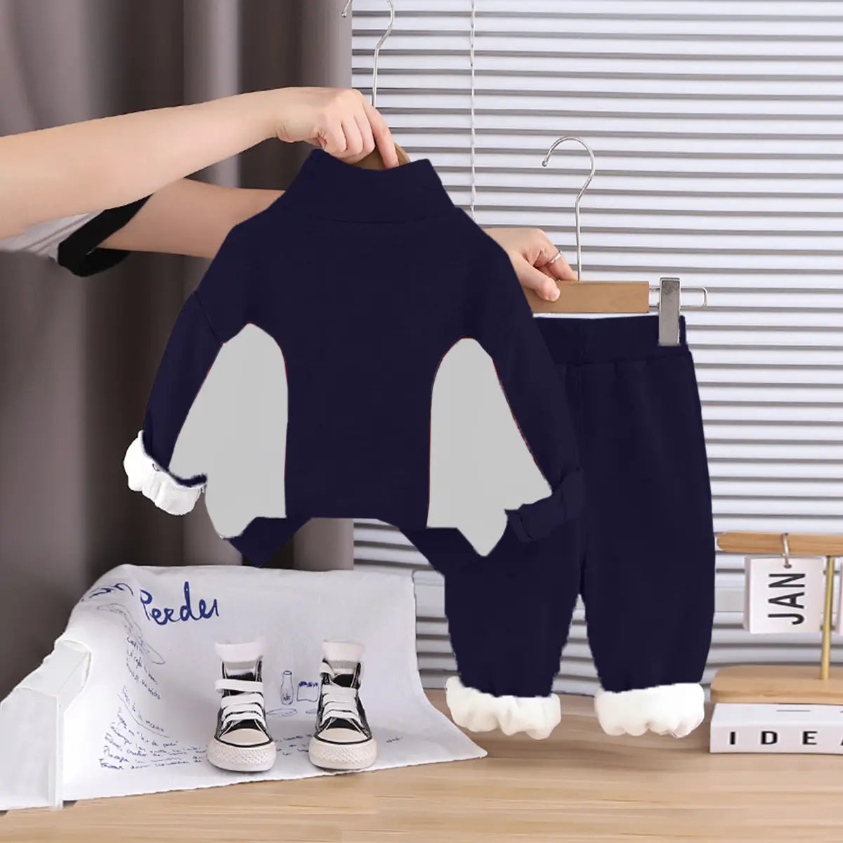Boys Navy Blue Color-blocked Sweatshirt With jogger Co-ord Sets Sets