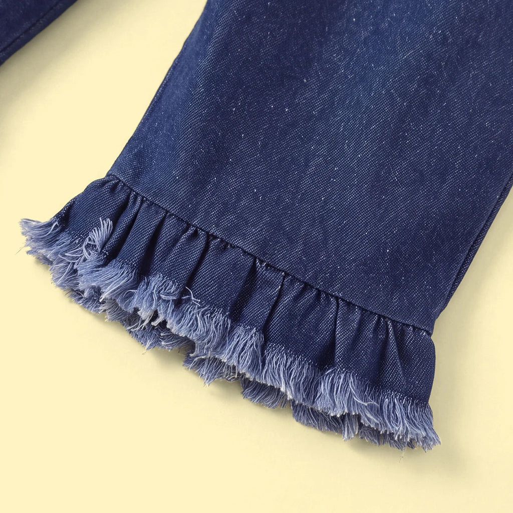 Girls Pullover with Denim Dungaree Set Sets