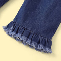 Girls Pullover with Denim Dungaree Set Sets