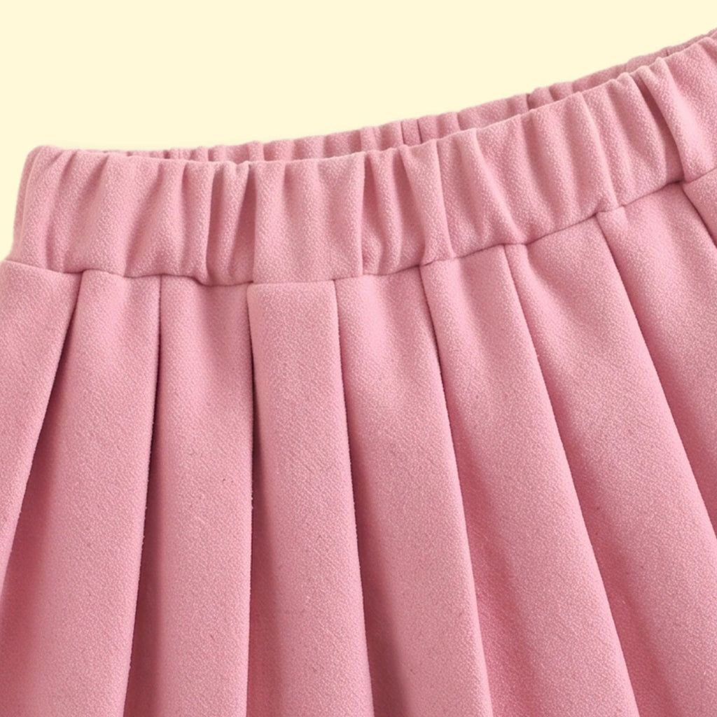 Girls Pink Long Sleeve Top With Pleated Skirt Sets 2 pc. Sets