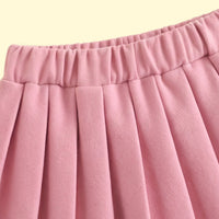 Girls Pink Long Sleeve Top With Pleated Skirt Sets 2 pc. Sets
