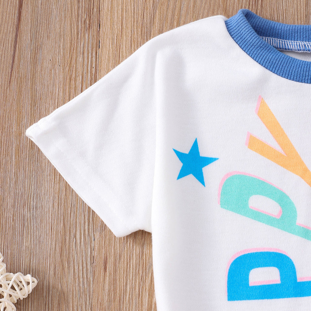 Boys White Graphic T-Shirt With Shorts Set 2 pc. Sets