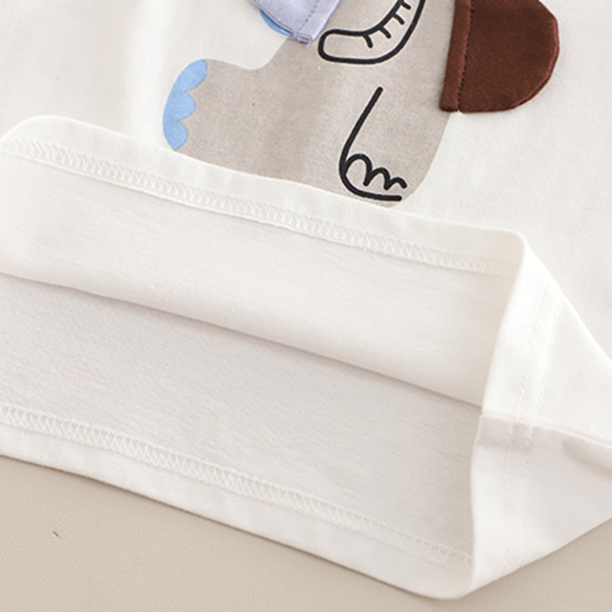 Boys Brown Elephant Printed Raglan Sleeves T-Shirt With Striped Shorts Set 2 pc. Sets