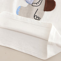 Boys Brown Elephant Printed Raglan Sleeves T-Shirt With Striped Shorts Set 2 pc. Sets