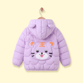 Girls Lavender Bear Ear On Hood Quilted Zip-up Jacket Coats & Jackets