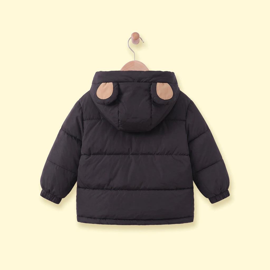 Boys Black Fleece-Lined Hooded Puffer Jacket Coats & Jackets