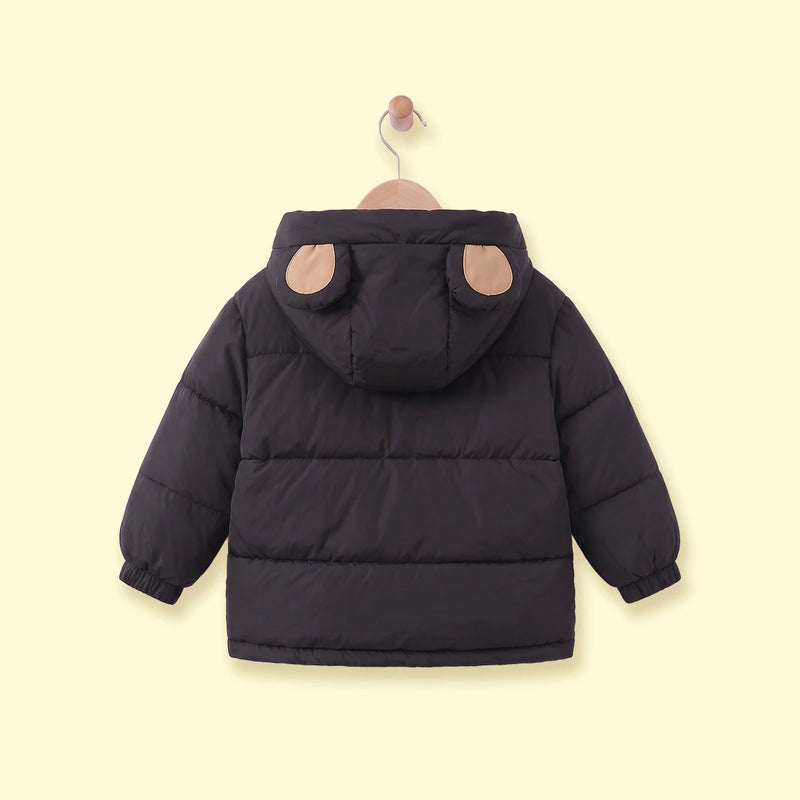 Boys Black Fleece-Lined Hooded Puffer Jacket Coats & Jackets