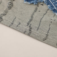 Boys Grey Distress Print Star Applique T-Shirt With Denim Shorts Sets Sets