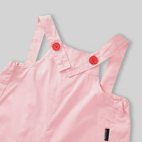 Girls Pink Solid Button Detail Sleeveless Dungaree Jumpsuits