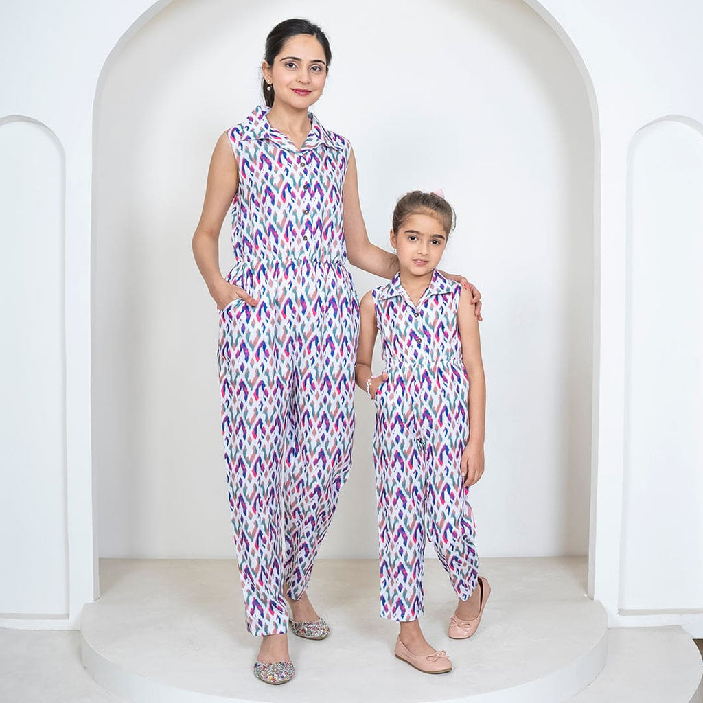 Multicolor Mom & Daughter Jumpsuit Set