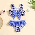 Girls Purple Leopard Print Sleeveless Top With Briefs Swimwear Sets Sets Purple 1-2 Y