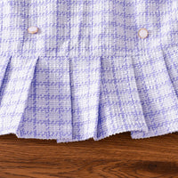 Girls Purple Checked Vest With Long Sleeves Top & Skirt Sets Sets