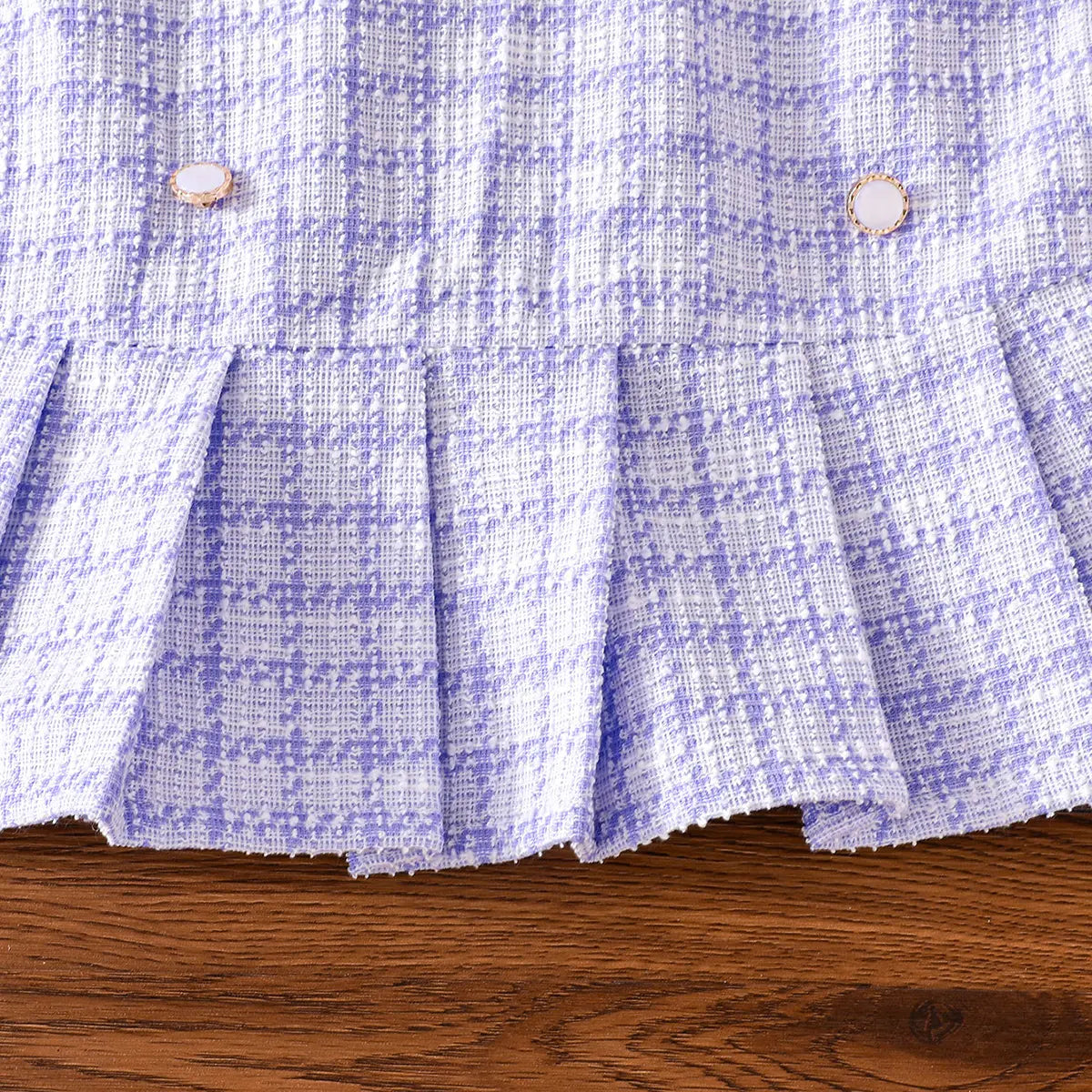 Girls Purple Checked Vest With Long Sleeves Top & Skirt Sets Sets