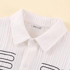 Boys White Embroidered Long Sleeve Shirt With Pants Sets 2 pc. Sets
