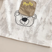 Boys White Bear Graphic Printed Short Sleeve T-Shirt With Cargo Shorts Sets 2 pc. Sets