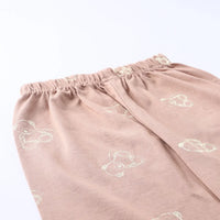 Girls Light Brown Teddy Bear Printed Short Sleeve Shirt With Elasticated Pyjama Sets Sets