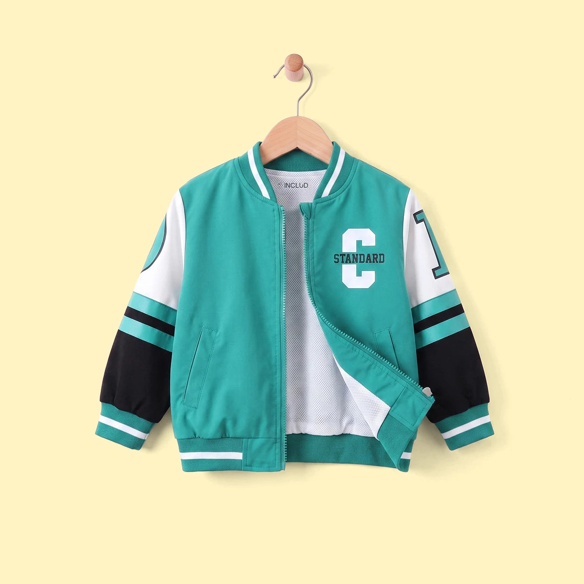 Boys Green Printed Front Open Varsity Bomber Jacket Coats & Jackets Green 1-2 Y
