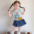 Girls Light Grey Graphic Top With Tiered Mini Skirt Sets Sets Light Grey 1-2 Y